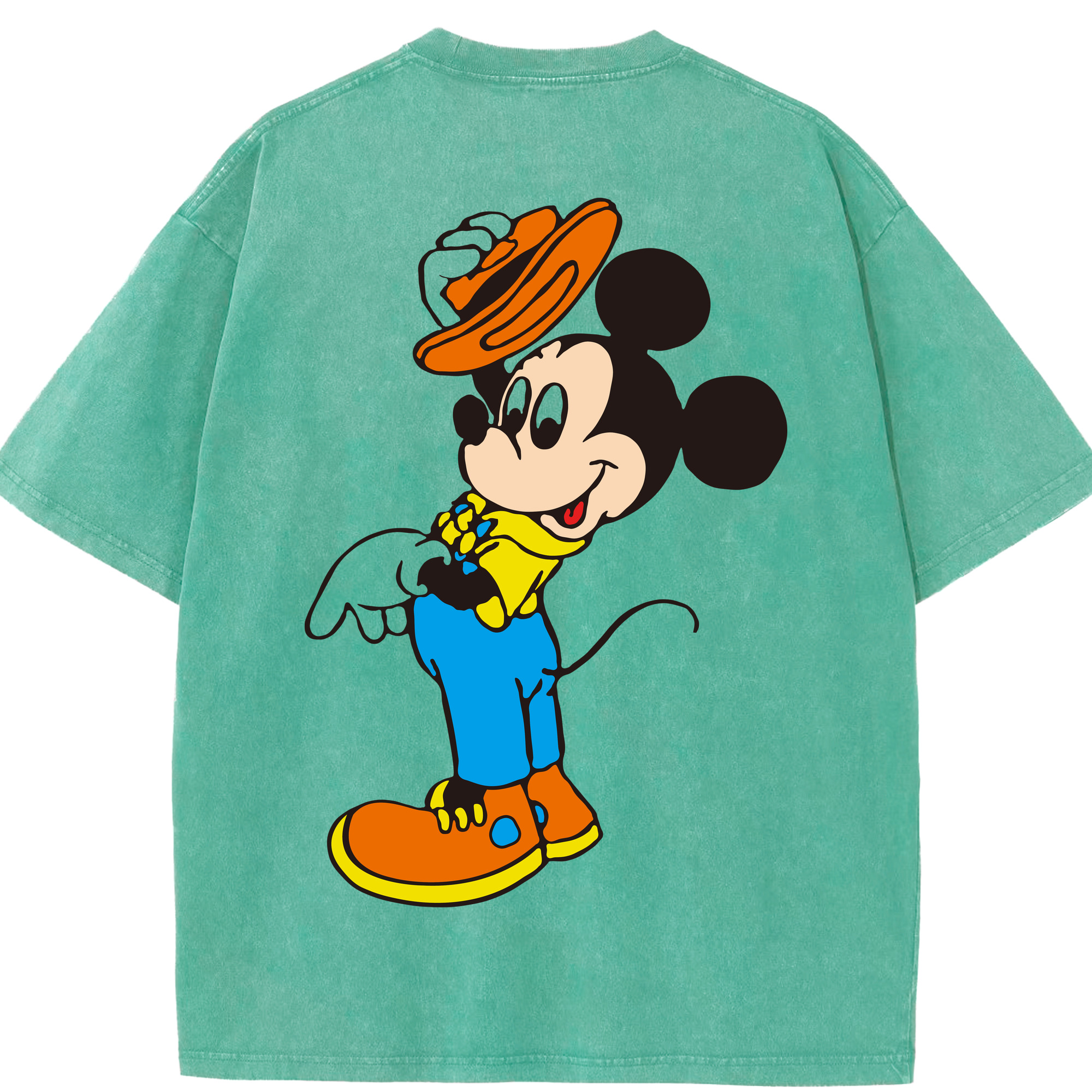 （画像用） ミッキーマウス Mickey Mouse 綿100% ヴィンテージ風 半袖Tシャツ（背面プリント）